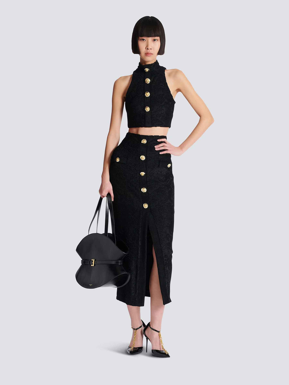 Outlet online Balmain Mujer Falda Midi Barroco color Negro sku 750-001678 01 - Foto 2