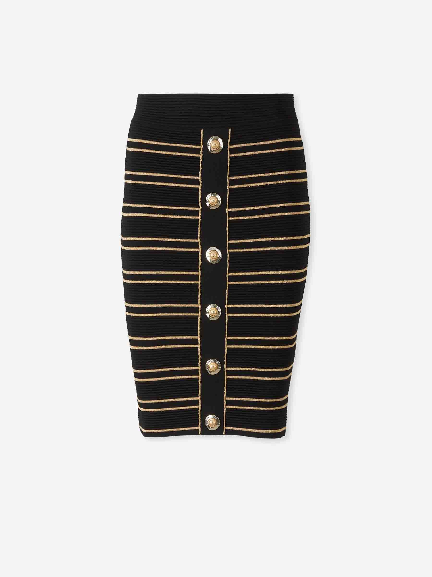 Outlet online Balmain Mujer Falda Midi Listada color Negro sku 750-001685 01 - Foto 1