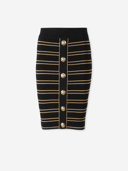 Outlet online Balmain Mujer Falda Midi Listada color Negro sku 750-001685 01 - Foto 1