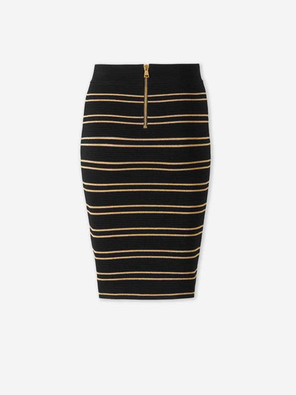 Outlet online Balmain Mujer Falda Midi Listada color Negro sku 750-001685 01 - Foto 2
