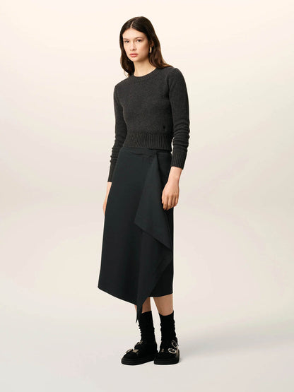 Outlet online Ami Paris Mujer Falda Asimétrica Lana color Negro sku 750-001690 01 - Foto 2