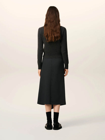 Outlet online Ami Paris Mujer Falda Asimétrica Lana color Negro sku 750-001690 01 - Foto 3