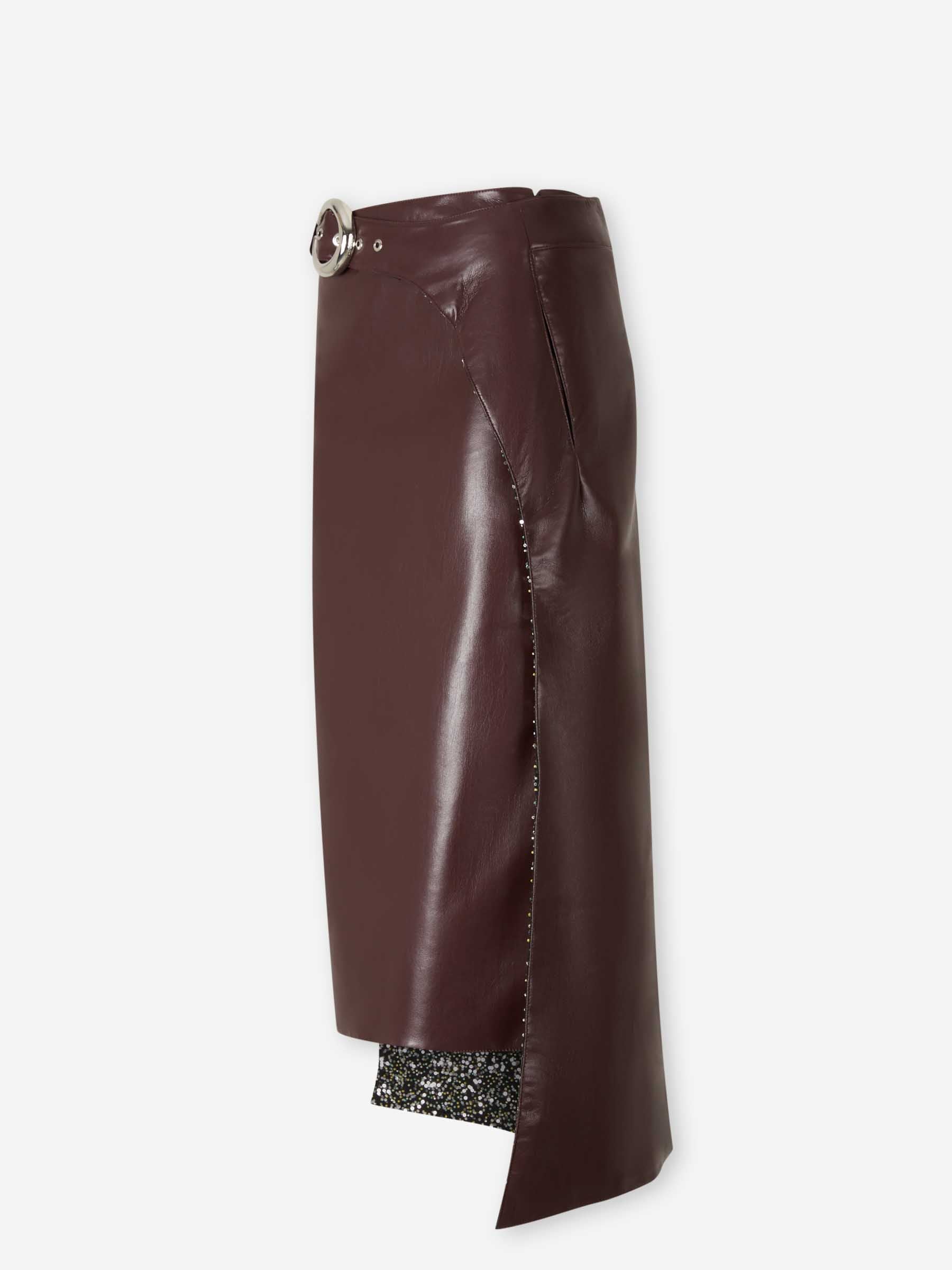 Outlet online Rabanne Mujer Falda Midi Piel color Burdeos sku 750-001700 01 - Foto 2