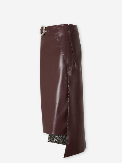 Outlet online Rabanne Mujer Falda Midi Piel color Burdeos sku 750-001700 01 - Foto 2