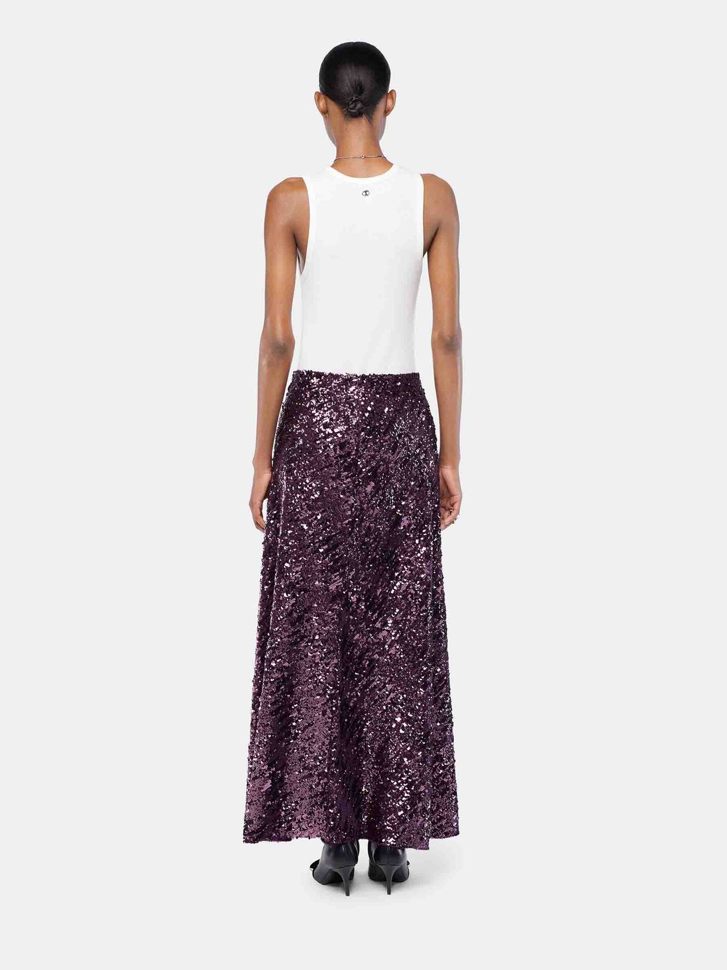 Outlet online Rabanne Mujer Falda Midi Sequin color Violeta sku 750-001701 01 - Foto 3