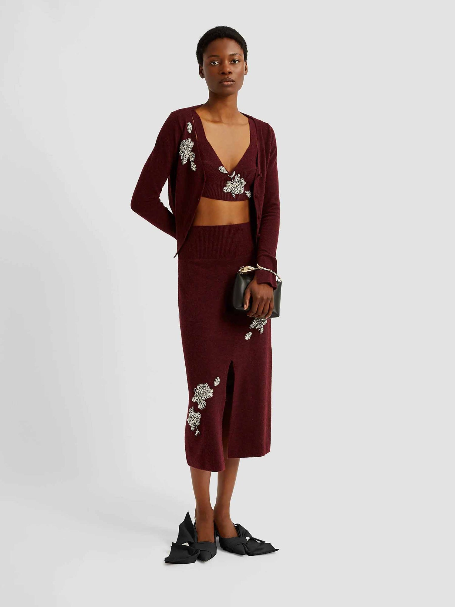 Outlet online Erdem Mujer Falda Midi Punto color Burdeos sku 750-001708 01 - Foto 2