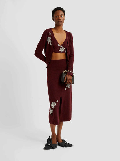 Outlet online Erdem Mujer Falda Midi Punto color Burdeos sku 750-001708 01 - Foto 2