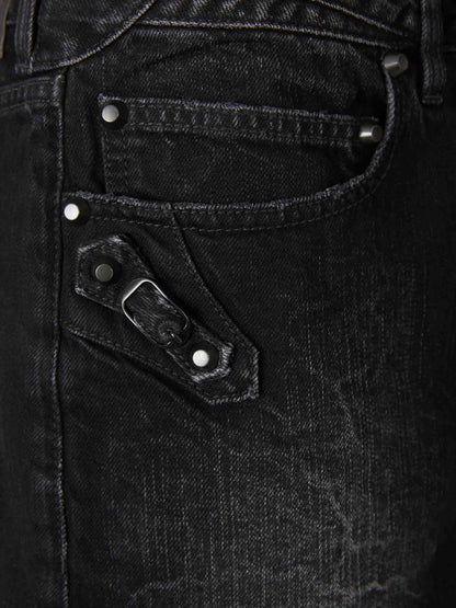 Outlet online Balenciaga Mujer Falda MiniDenim color Negro sku 750-001710 01 - Foto 4