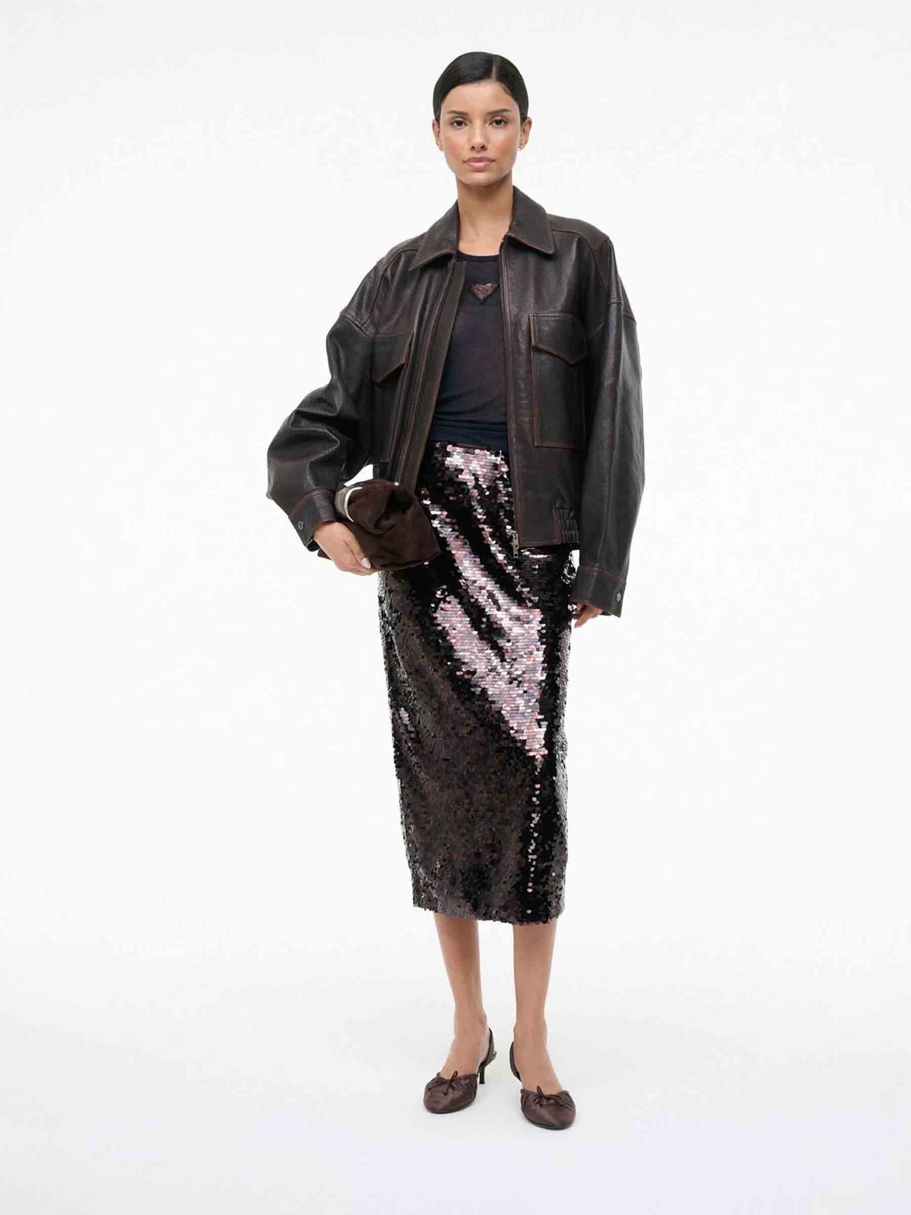 Outlet online Staud Mujer Falda Midi Ciara color Marrón Oscuro sku 750-001740 01 - Foto 1