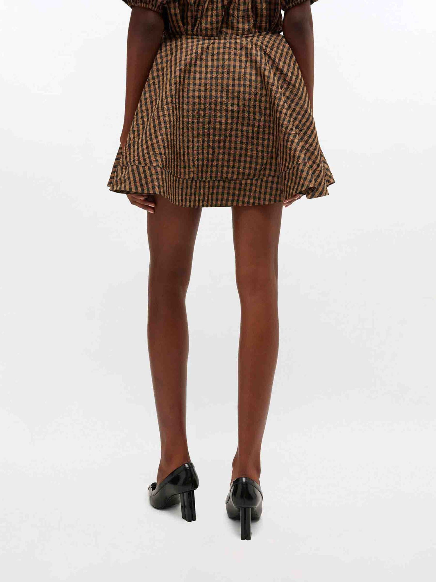 Outlet online Ganni Mujer Falda Mini Cuadros color Camel sku 750-001753 01 - Foto 3