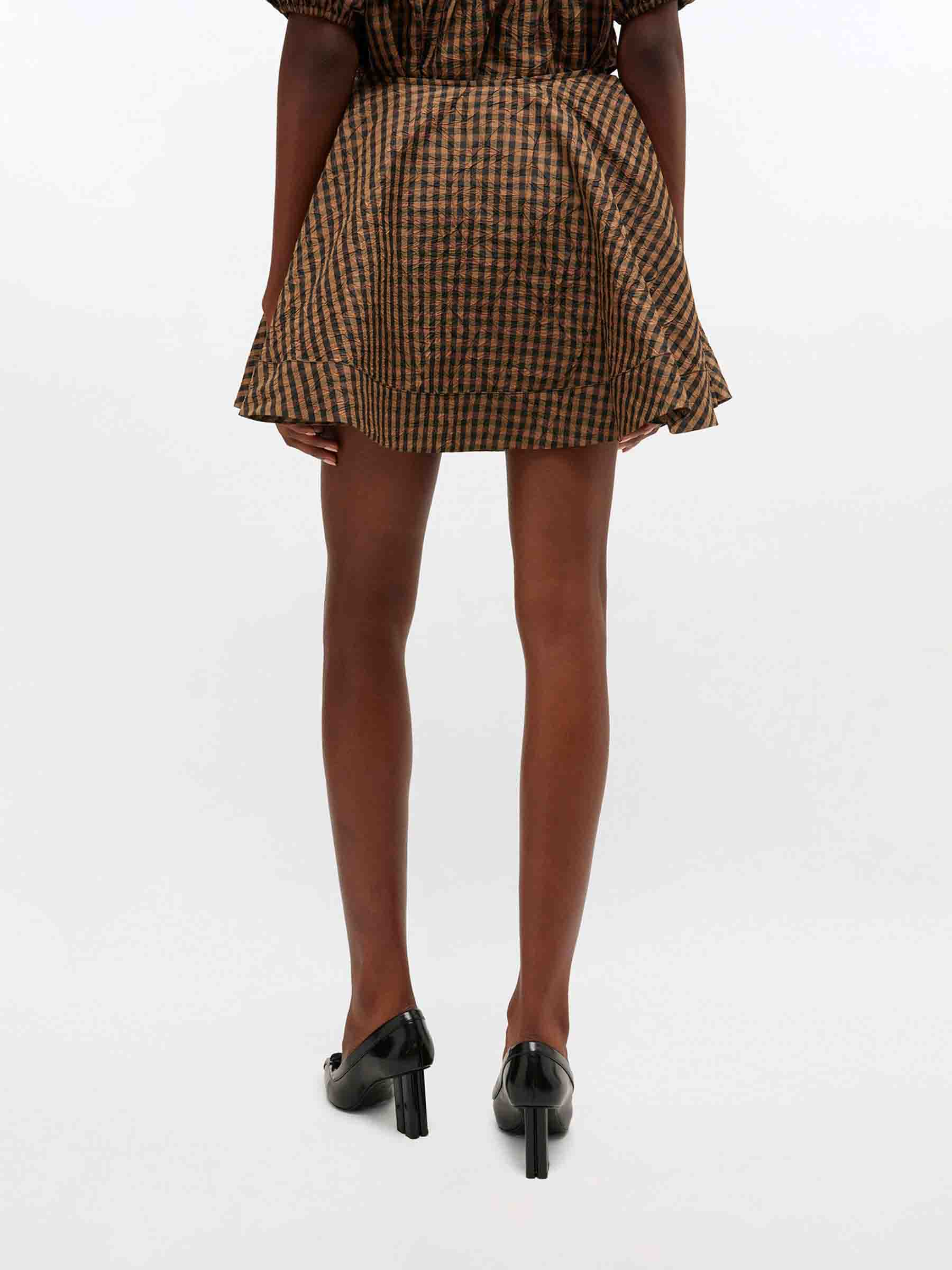 Outlet online Ganni Mujer Falda Mini Cuadros color Camel sku 750-001753 01 - Foto 3