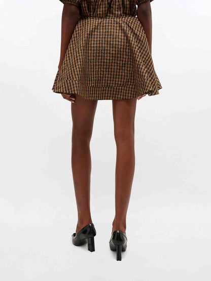 Outlet online Ganni Mujer Falda Mini Cuadros color Camel sku 750-001753 01 - Foto 3