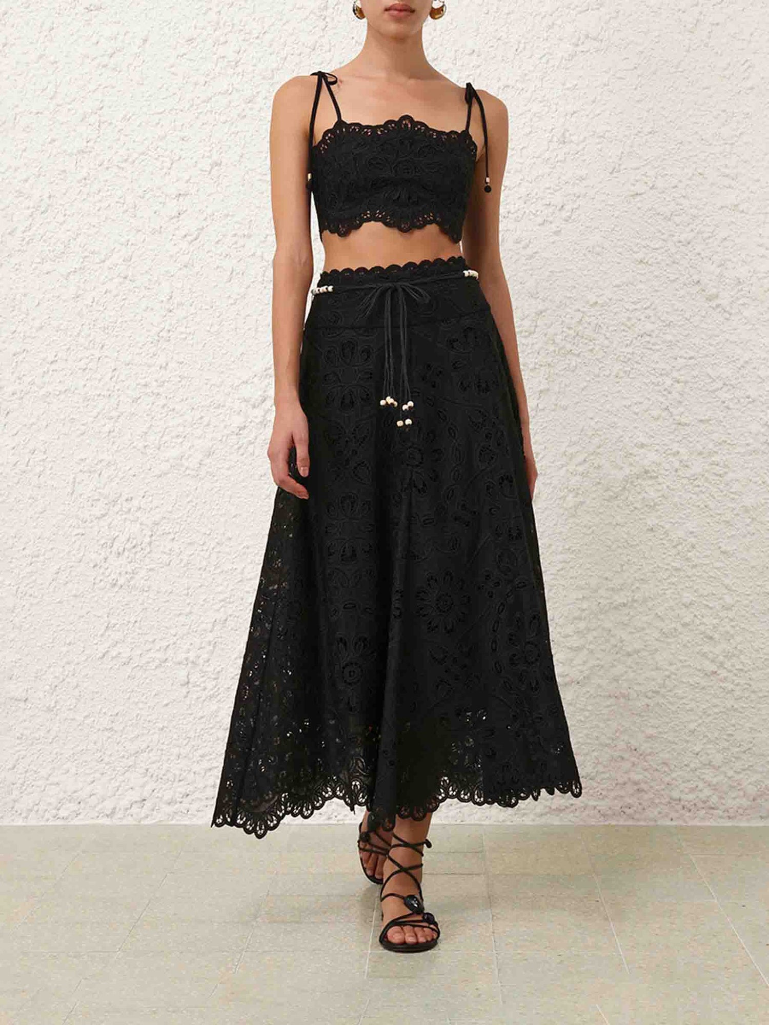 Outlet online Zimmermann Mujer Falda Midi Rhiannon color Negro sku 750-001761 01 - Foto 2