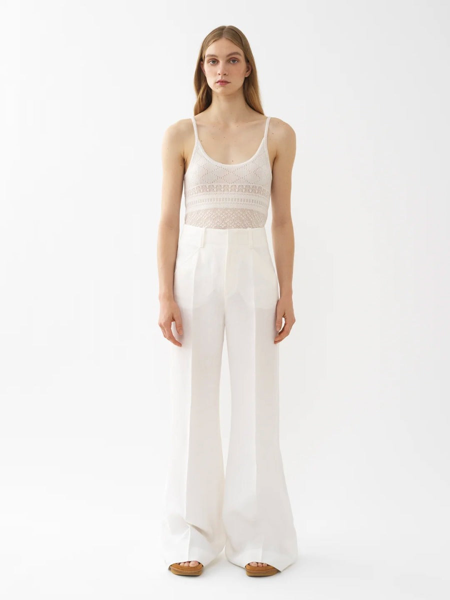 Outlet online Chloé Mujer Pantalones Anchos Lino color Blanco sku 761-002762 01 - Foto 5