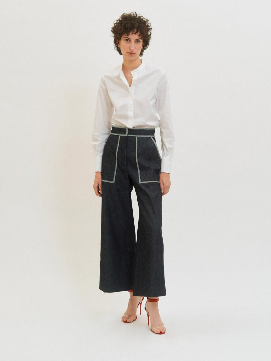 Outlet online Martin Grant Mujer Jeans Cropped Ribetes Contraste color Azul Cobalto sku 761-002839 01 - Foto 5