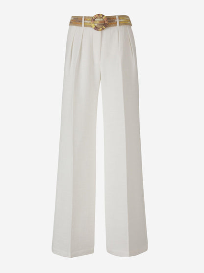 Outlet online Zimmermann Mujer Pantalones Devi Tuck color Marfil sku 761-003285 01 - Foto 1