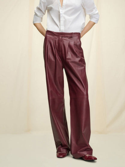 Outlet online Dorothee Schumacher Mujer Pantalones Plisados Piel color Burdeos sku 761-003336 01 - Foto 5