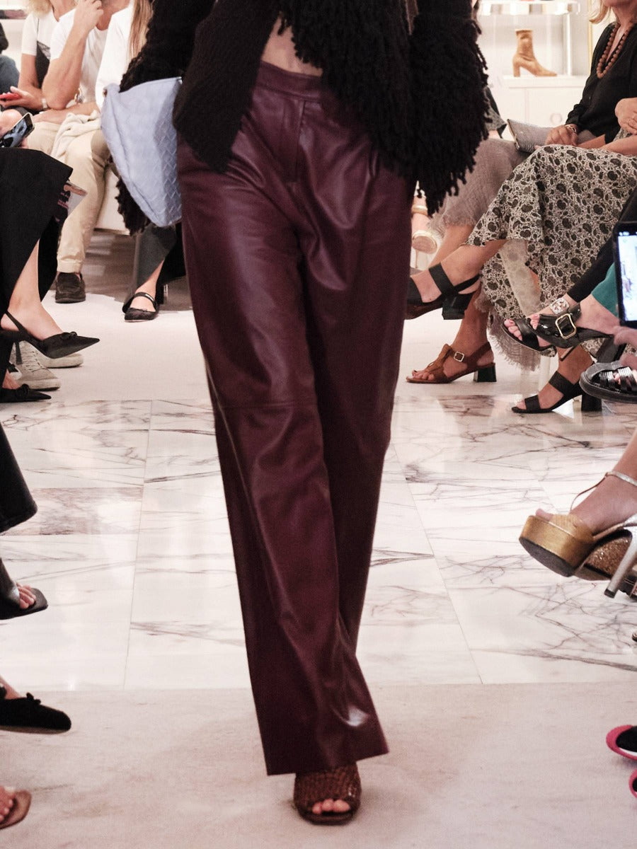 Outlet online Dorothee Schumacher Mujer Pantalones Plisados Piel color Burdeos sku 761-003336 01 - Foto 6