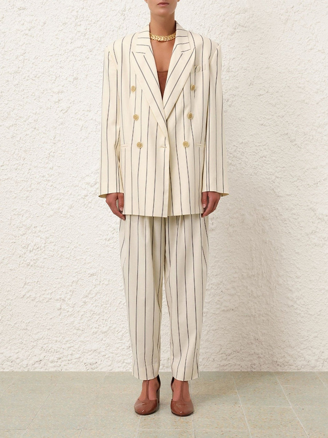 Outlet online Zimmermann Mujer Pantalones Rayas Barrel color Crema sku 761-003504 01 - Foto 2