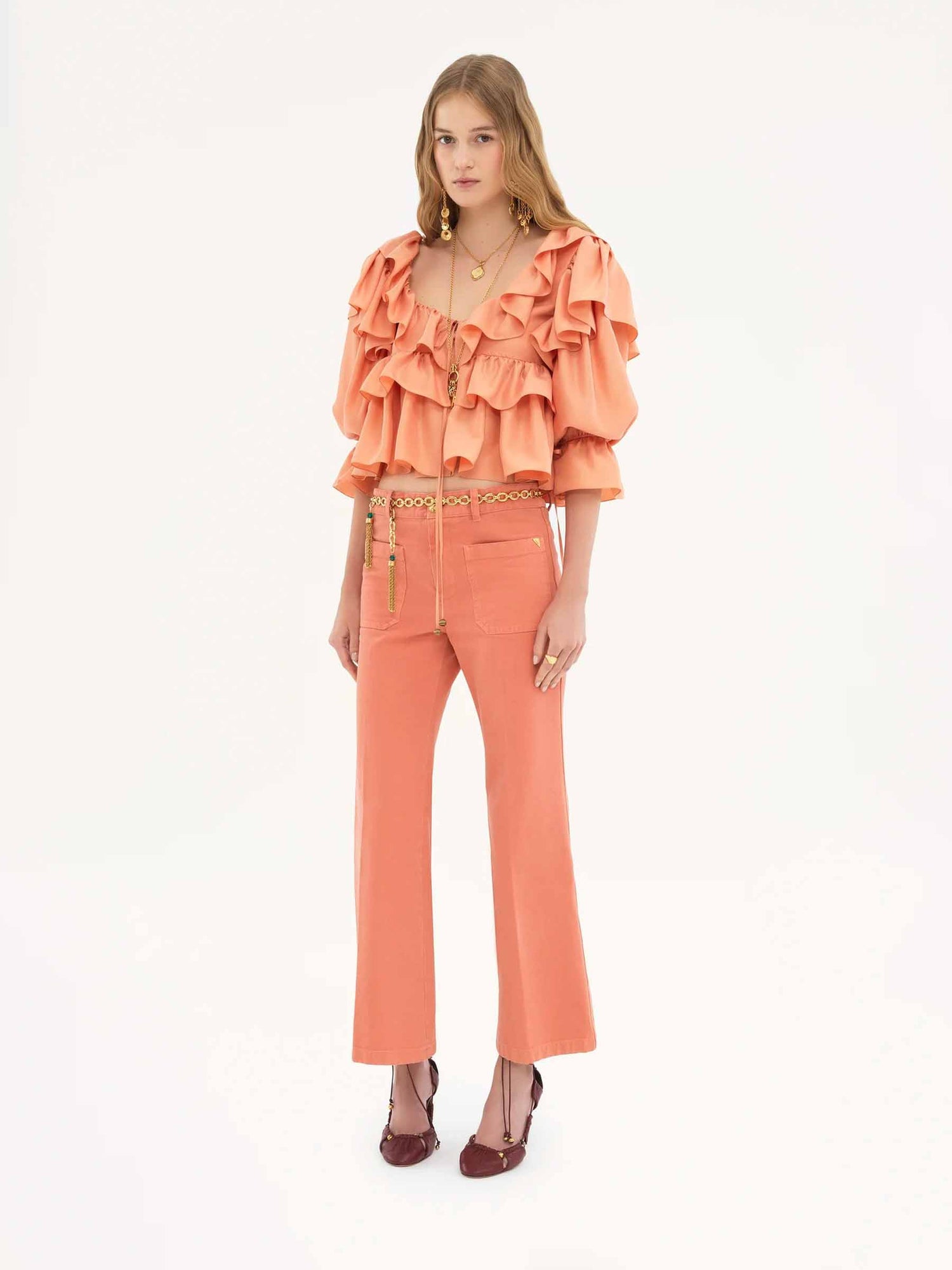 Chloé Mujer Barcelona Jeans Bootcut Cropped color Coral sku 761-003712 01 - Foto 2