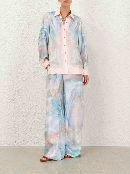 Zimmermann Mujer Barcelona Pantalones Seda Acampanados color Azul Celeste sku 761-003790 01 - Foto 2