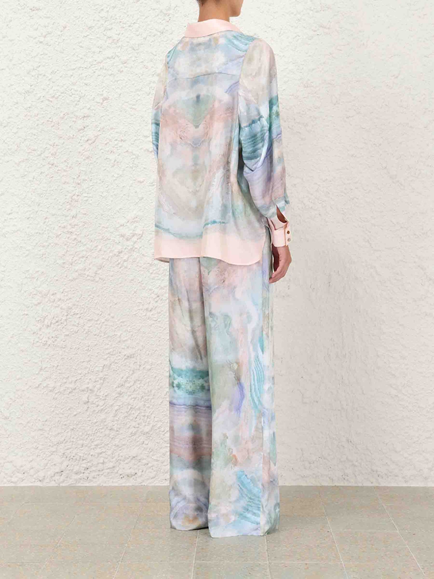 Zimmermann Mujer Barcelona Pantalones Seda Acampanados color Azul Celeste sku 761-003790 01 - Foto 4