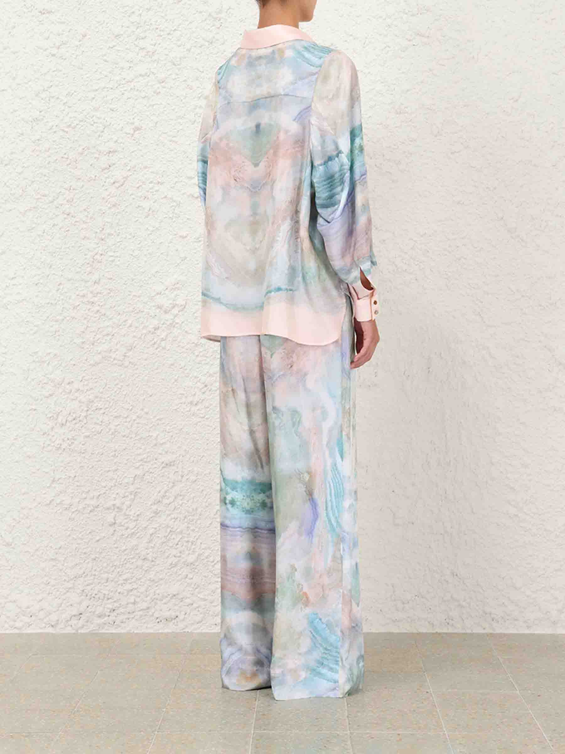 Zimmermann Mujer Barcelona Pantalones Seda Acampanados color Azul Celeste sku 761-003790 01 - Foto 4