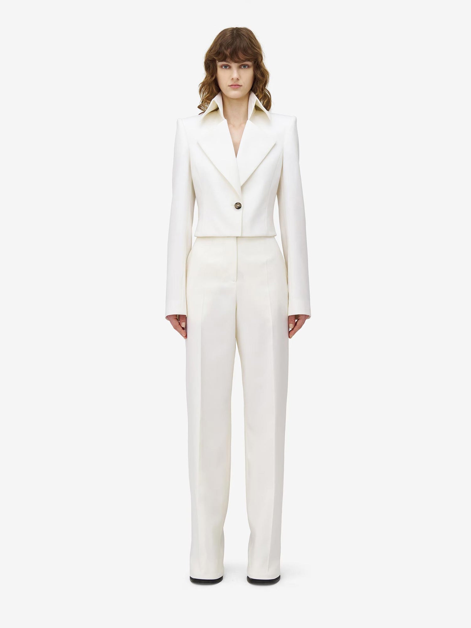 Outlet online McQueen Mujer Pantalones Anchos Lana color Marfil sku 761-003813 01 - Foto 2