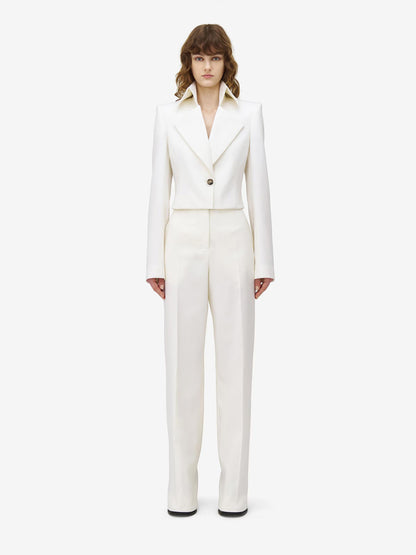 Outlet online McQueen Mujer Pantalones Anchos Lana color Marfil sku 761-003813 01 - Foto 2
