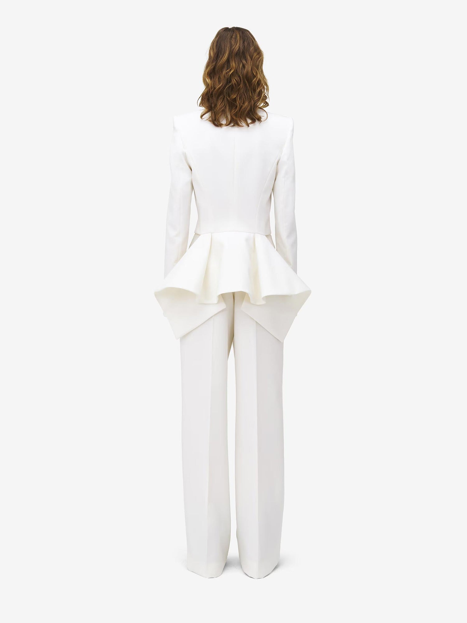 Outlet online McQueen Mujer Pantalones Anchos Lana color Marfil sku 761-003813 01 - Foto 4