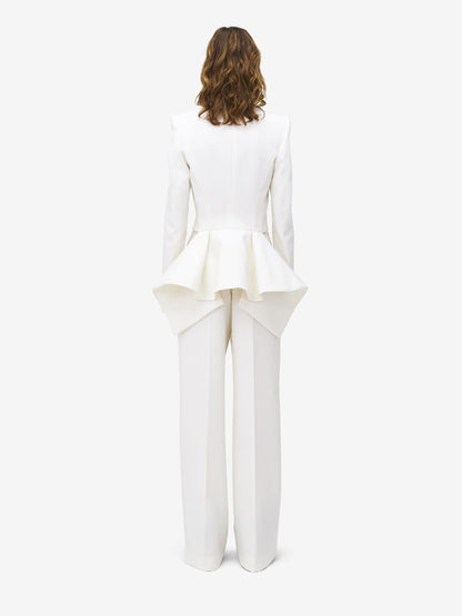 Outlet online McQueen Mujer Pantalones Anchos Lana color Marfil sku 761-003813 01 - Foto 4