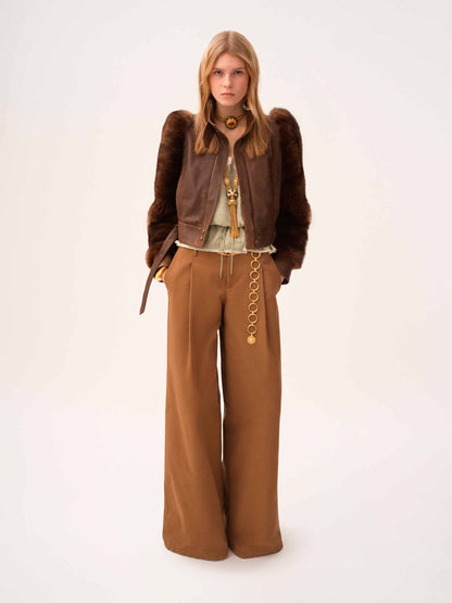 Outlet online Chloé Mujer Pantalones Anchos Algodón color Camel sku 761-003814 01 - Foto 2