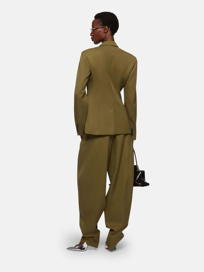 Outlet online The Attico Mujer Pantalones Straight Lana color Verde Militar sku 761-003903 01 - Foto 3