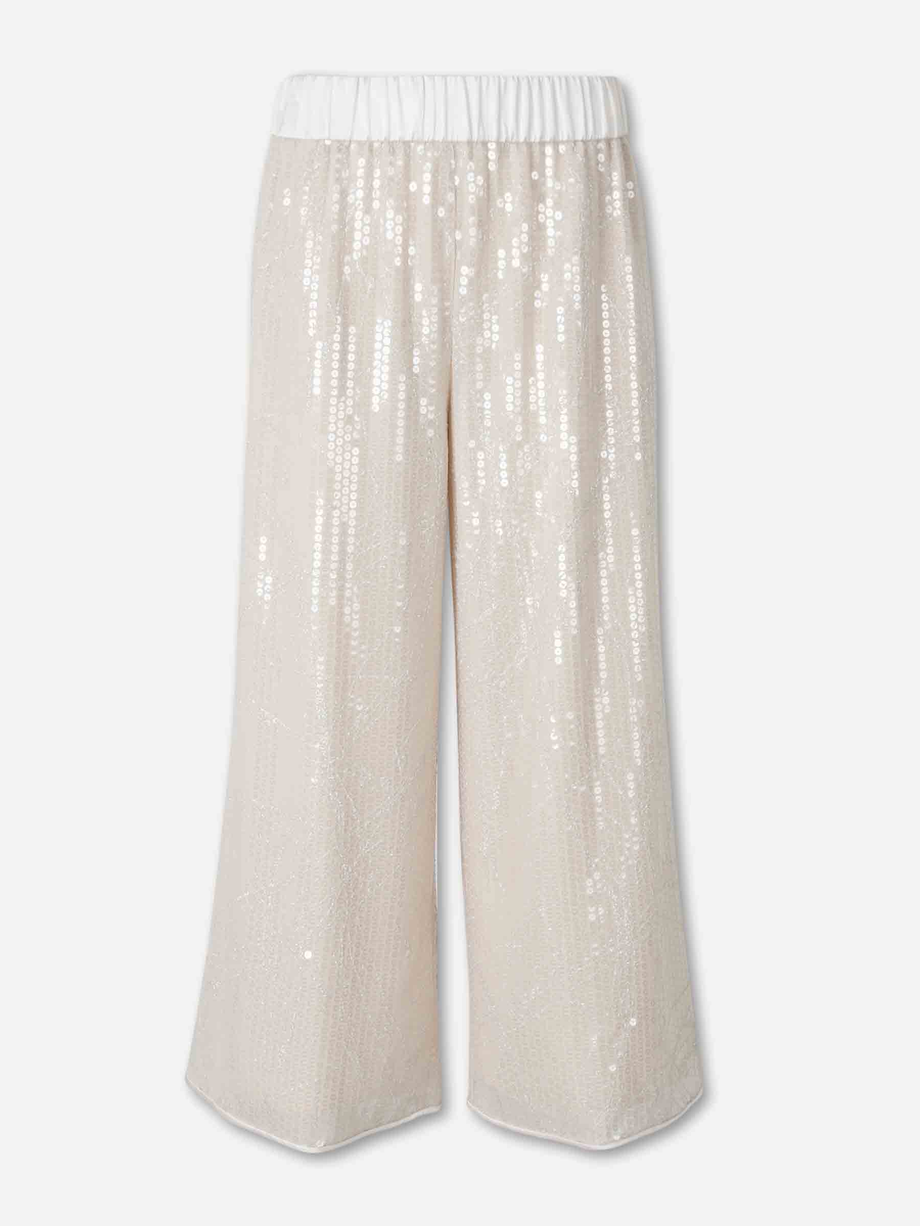 Peserico Mujer Barcelona Pantalones Anchos Lentejuelas color Beige sku 761-004034 00 - Foto 1