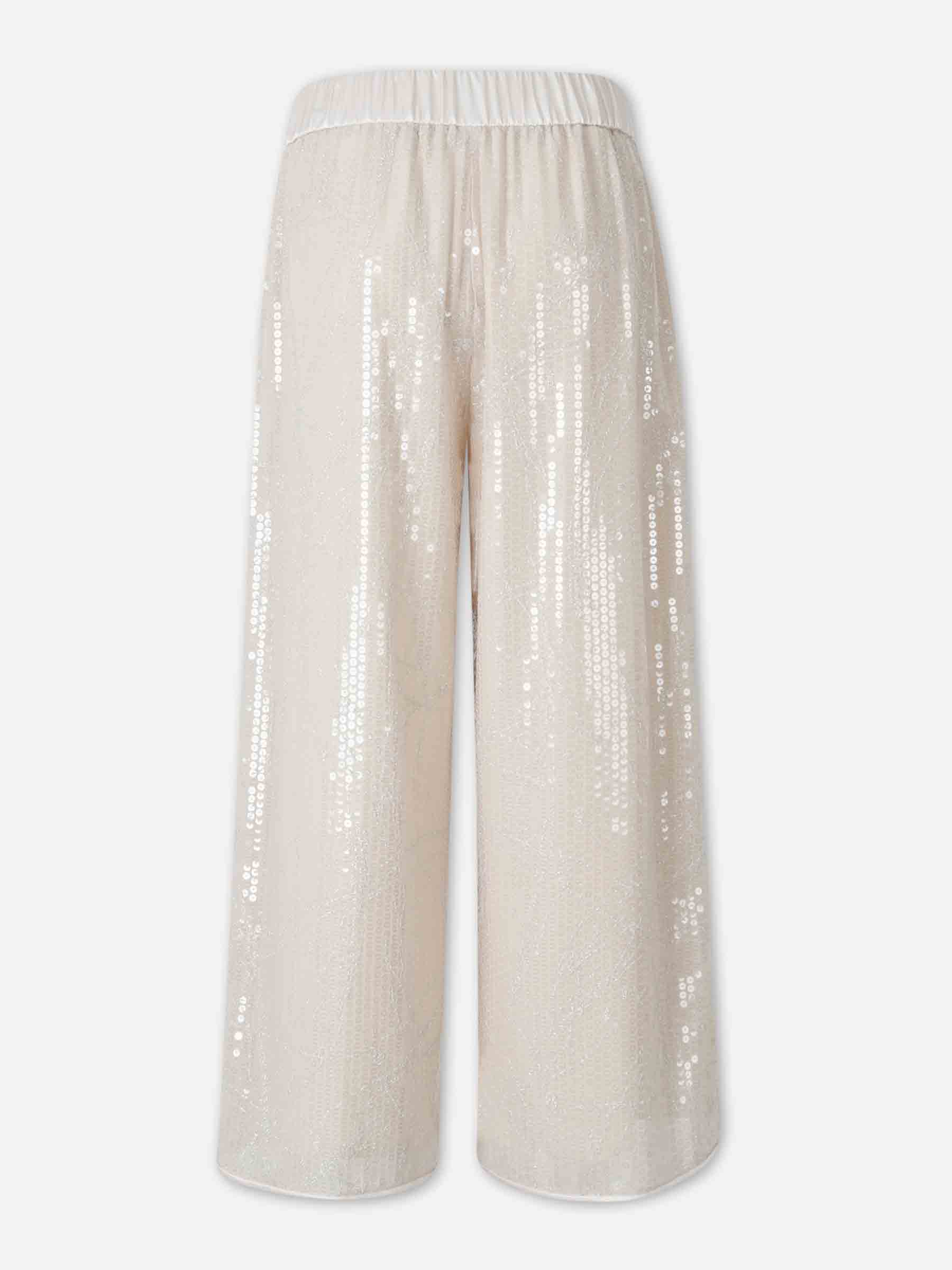 Peserico Mujer Barcelona Pantalones Anchos Lentejuelas color Beige sku 761-004034 00 - Foto 2