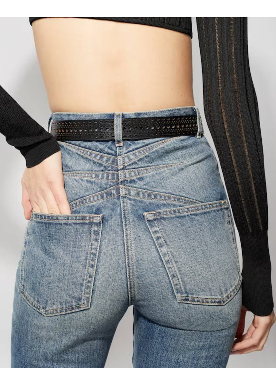 Outlet online Alaïa Mujer Jeans Flare Maxi color Azul Denim sku 763-001433 00 - Foto 5