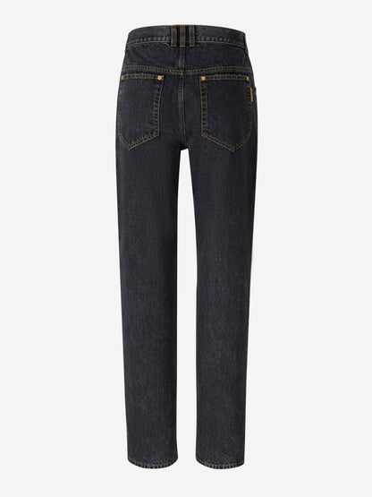 Outlet online Balmain Mujer Jeans Straight Algodón color Azul Noche sku 763-001452 02 - Foto 2