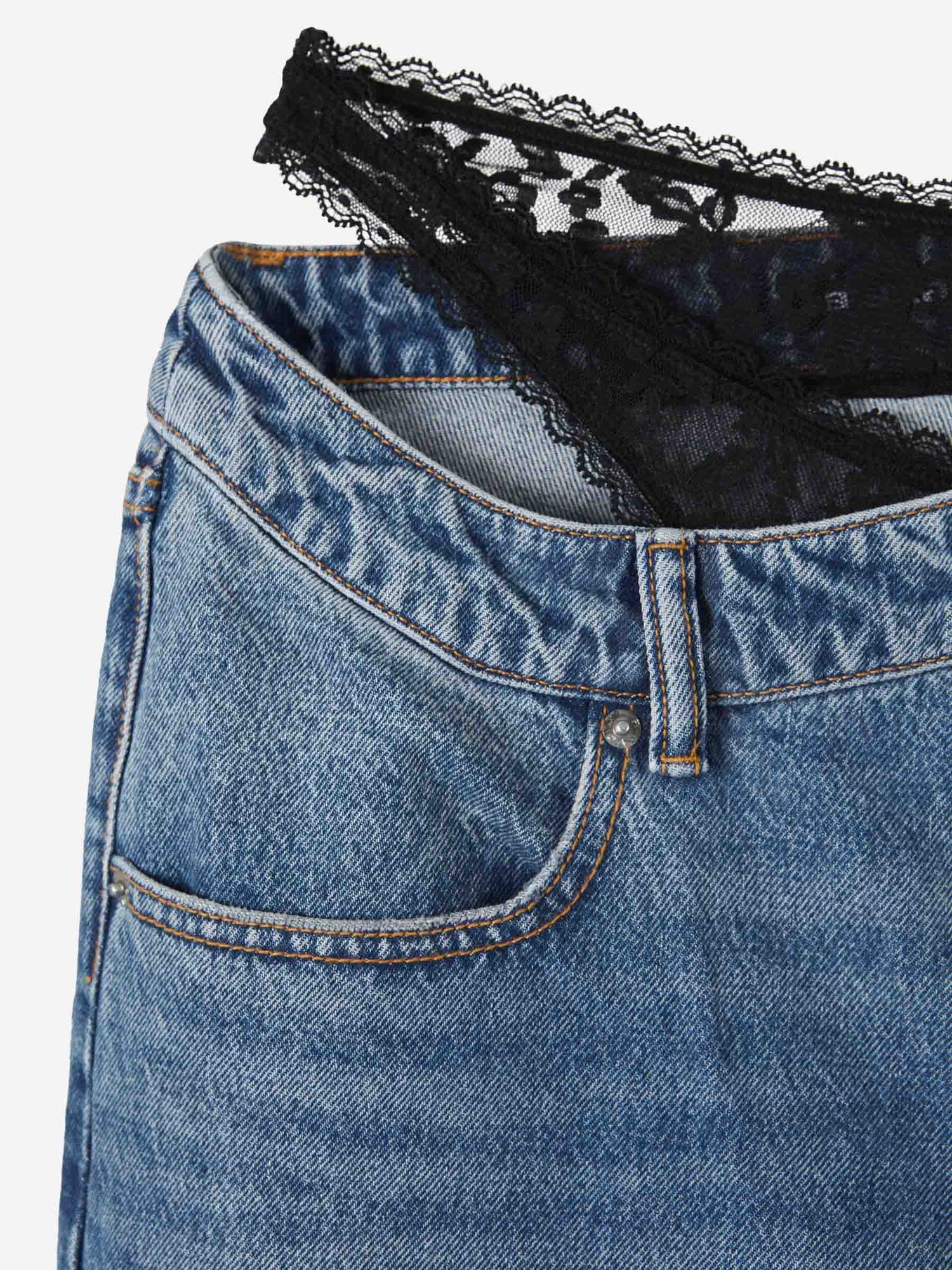 Outlet online Alexander Wang Mujer Jeans Encaje Asimétrica color Azul sku 763-001638 01 - Foto 3