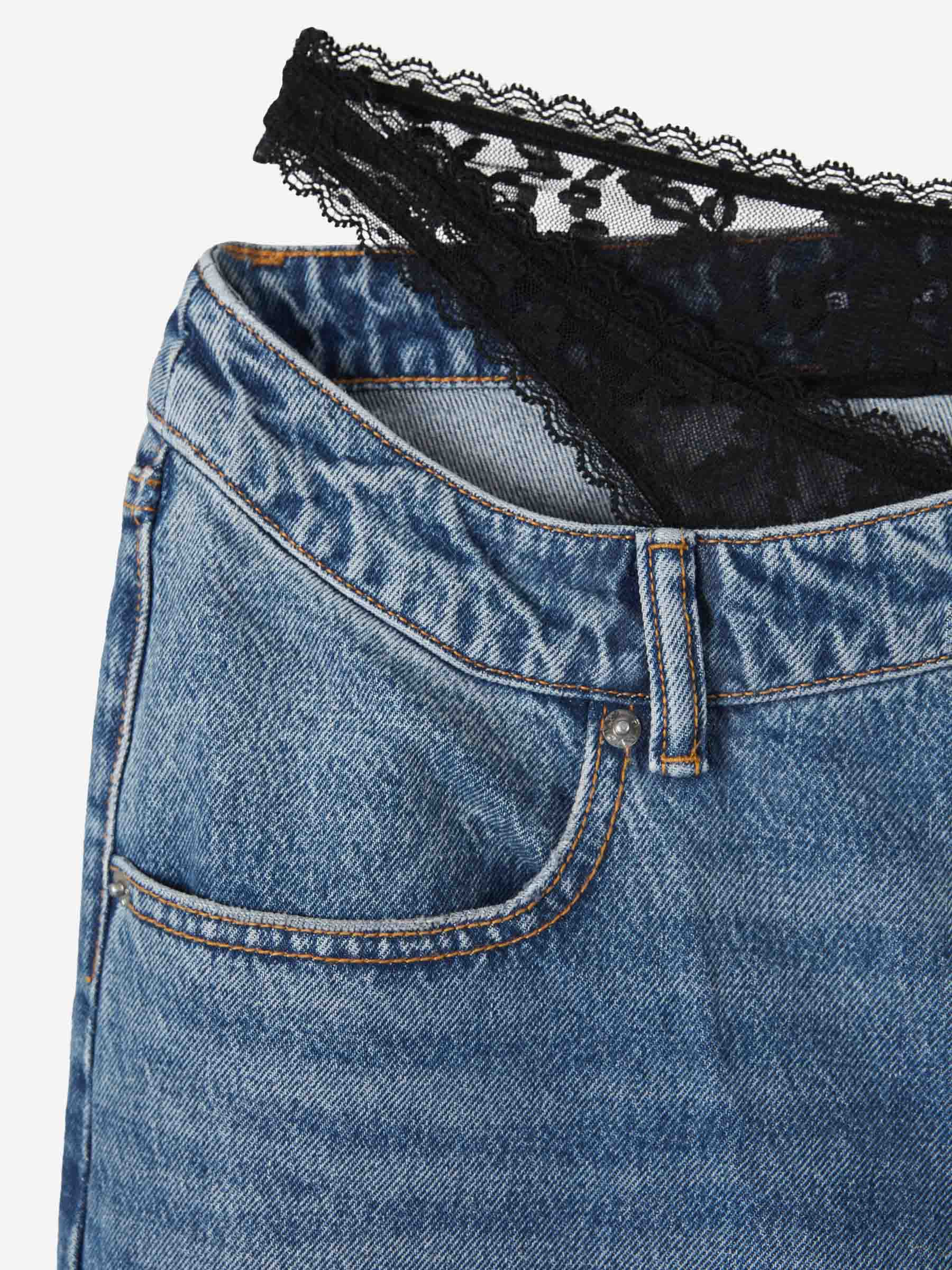 Outlet online Alexander Wang Mujer Jeans Encaje Asimétrica color Azul sku 763-001638 01 - Foto 3
