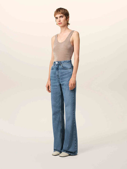 Ami Paris Mujer Barcelona Jeans Flare Algodón color Azul Denim Oscuro sku 763-001714 01 - Foto 3