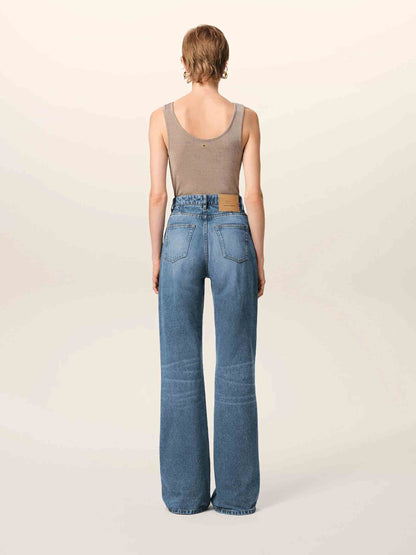 Ami Paris Mujer Barcelona Jeans Flare Algodón color Azul Denim Oscuro sku 763-001714 01 - Foto 4