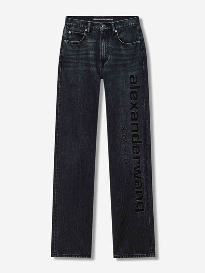 Outlet online Alexander Wang Mujer Jeans Rectos Logo color Negro sku 763-001776 01 - Foto 1