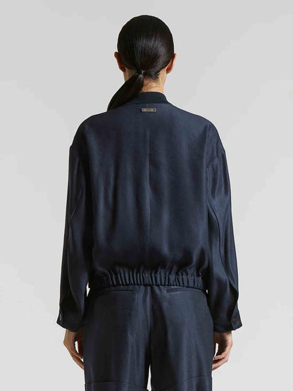 Peserico Mujer Barcelona Cazadora Bomber Brillante color Azul Marino sku 772-001416 01 - Foto 2