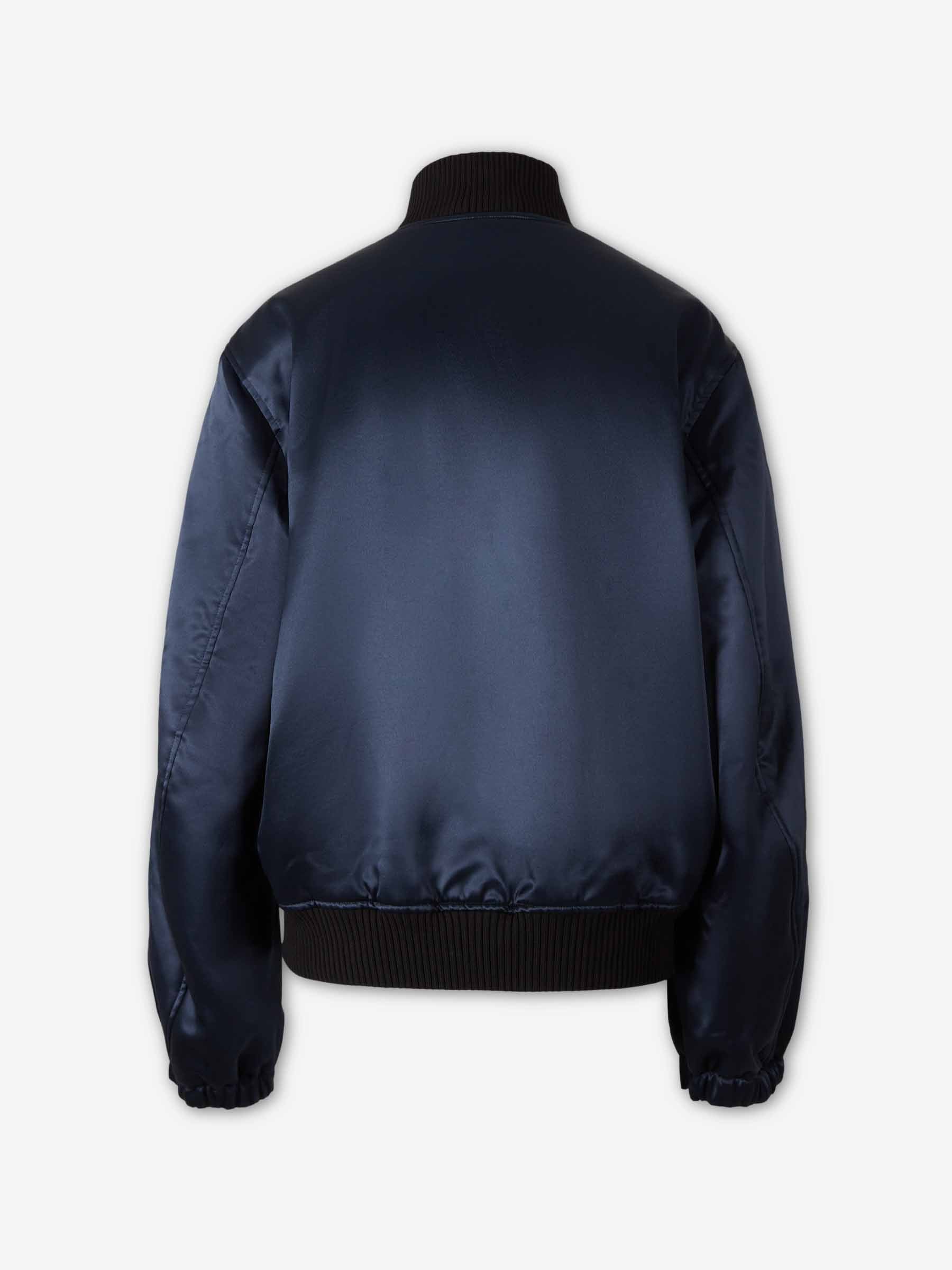 Off-White Mujer Barcelona Chaqueta Bomber Satinada color Azul Marino sku 772-001575 01 - Foto 3