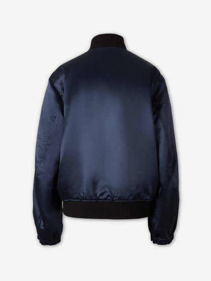 Off-White Mujer Barcelona Chaqueta Bomber Satinada color Azul Marino sku 772-001575 01 - Foto 3