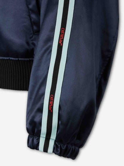 Off-White Mujer Barcelona Chaqueta Bomber Satinada color Azul Marino sku 772-001575 01 - Foto 5