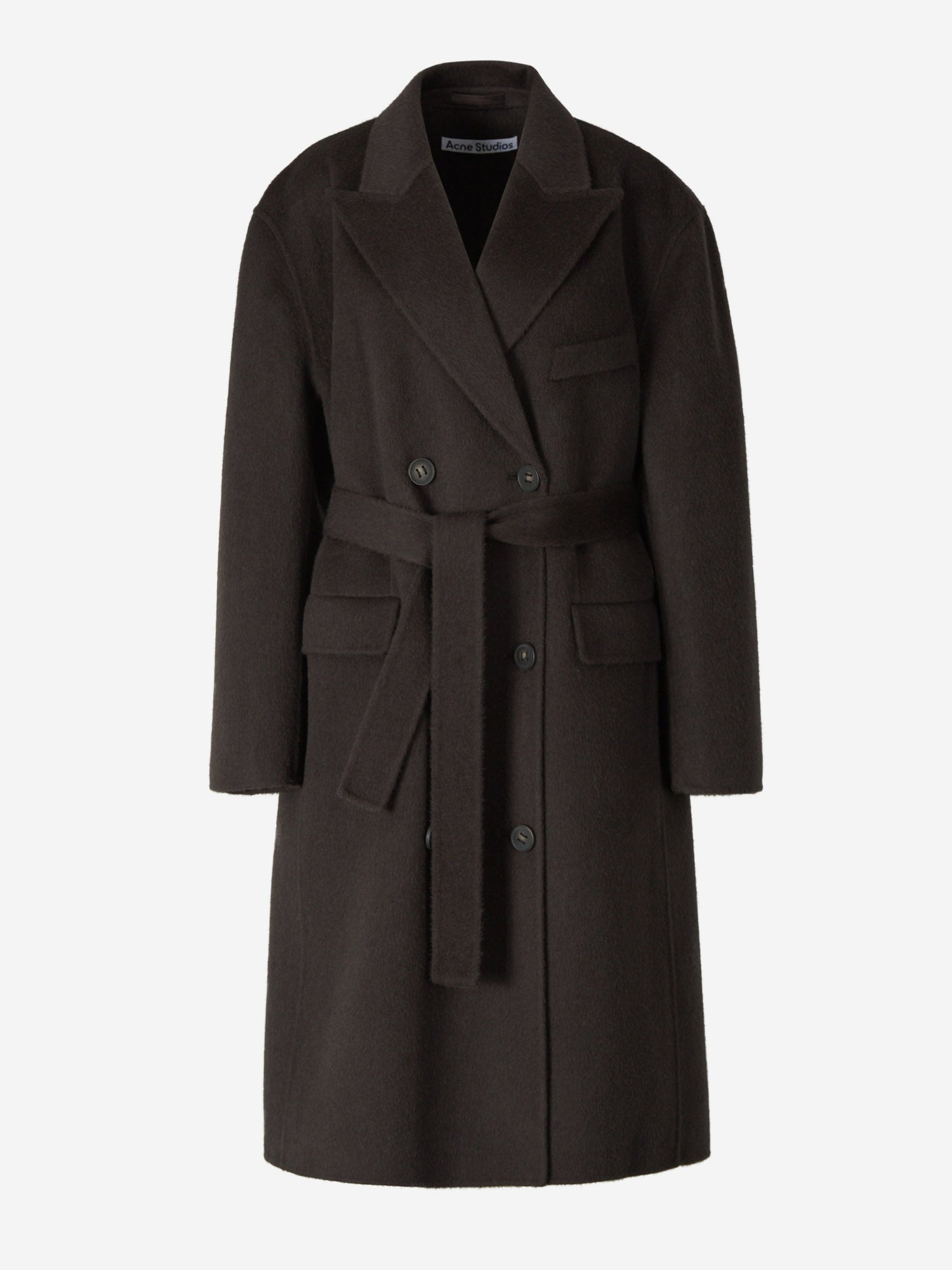 Outlet online Acne Studios Mujer Abrigo Lana Cinturón color Gris Antracita sku 773-000198 02 - Foto 6