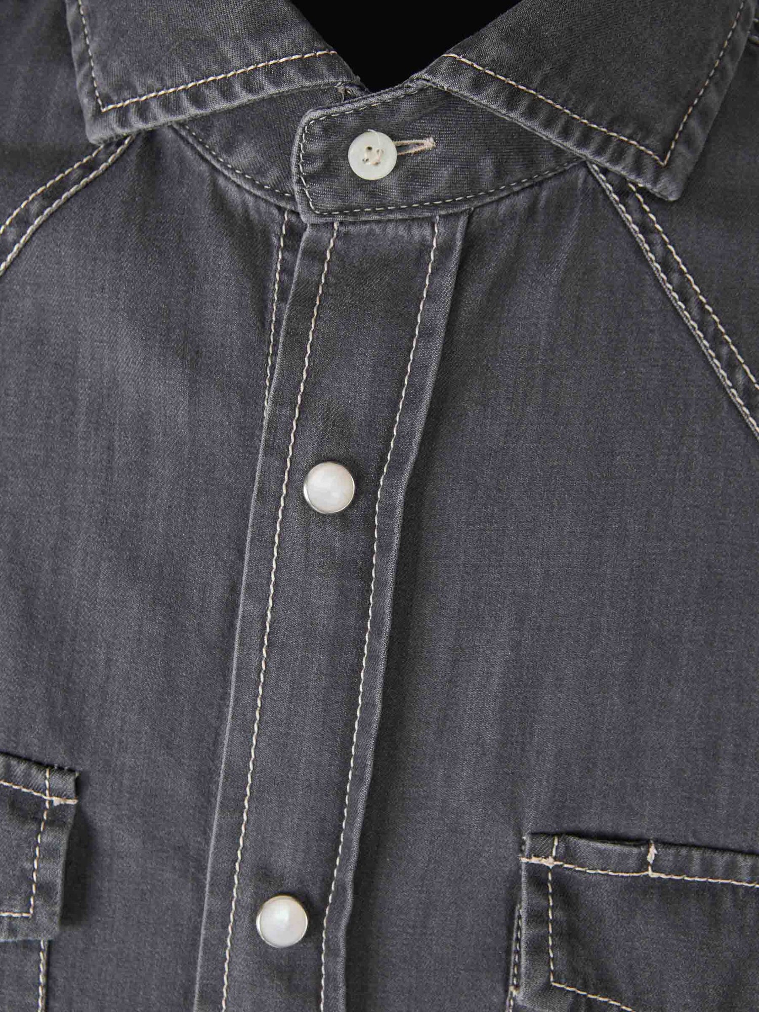 Brunello Cucinelli Camisa Denim Algodón color Azul Denim Oscuro sku 531-006300 01 - Foto 3