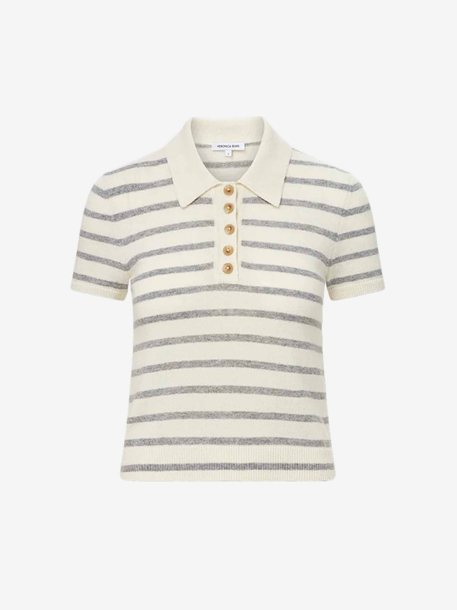 Outlet online Veronica Beard Mujer Polo Rayas Cachemira color Marfil sku 782-001679 01 - Foto 1