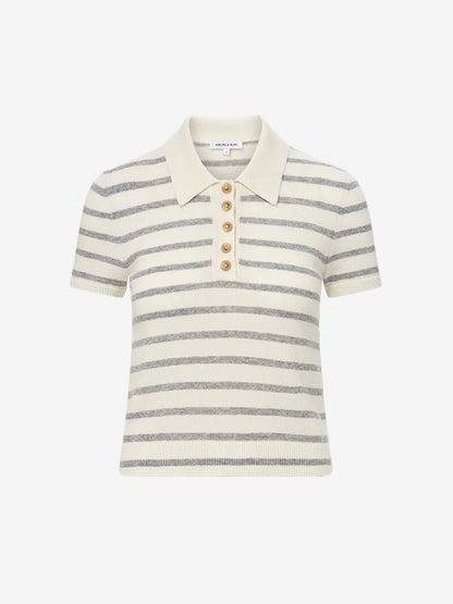 Outlet online Veronica Beard Mujer Polo Rayas Cachemira color Marfil sku 782-001679 01 - Foto 1